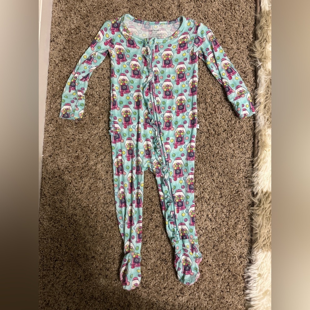Posh Peanut Gumball Ruffle One Piece Footie Pajama